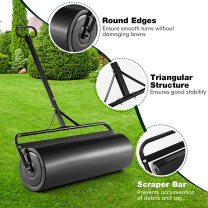 Metal Lawn Roller with Detachable Gripping Handle, Black Lawn Care Tools   at Gallery Canada