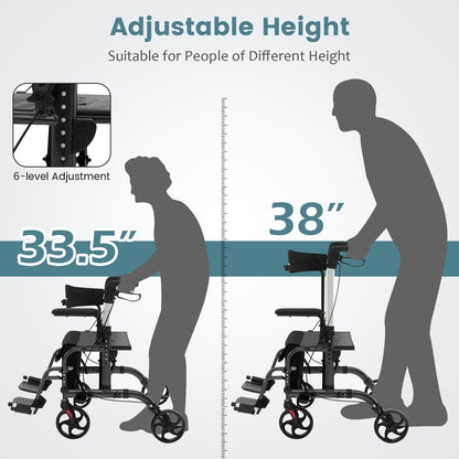 Folding Rollator Walker with Seat and Wheels Supports up to 300 lbs, Black Walkers & Rollators   at Gallery Canada