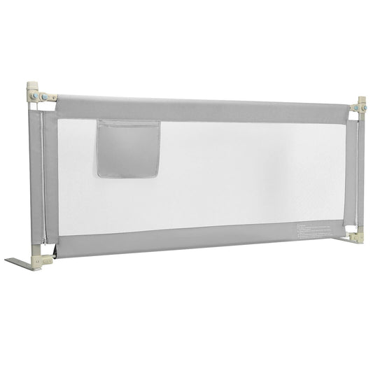 76.8 Inch Baby Bed Rail with Double Safety Child Lock, Gray Bed Rails   at Gallery Canada