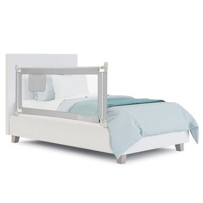 57 Inch Toddlers Vertical Lifting Baby Bed Rail Guard with Lock, Gray Bed Rails   at Gallery Canada