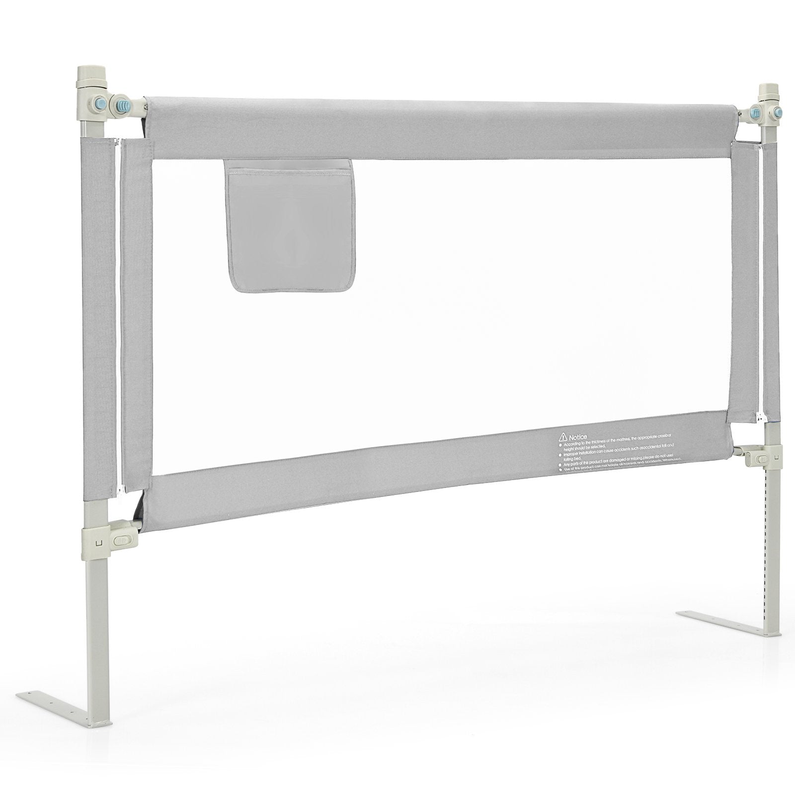 57 Inch Toddlers Vertical Lifting Baby Bed Rail Guard with Lock, Gray - Gallery Canada