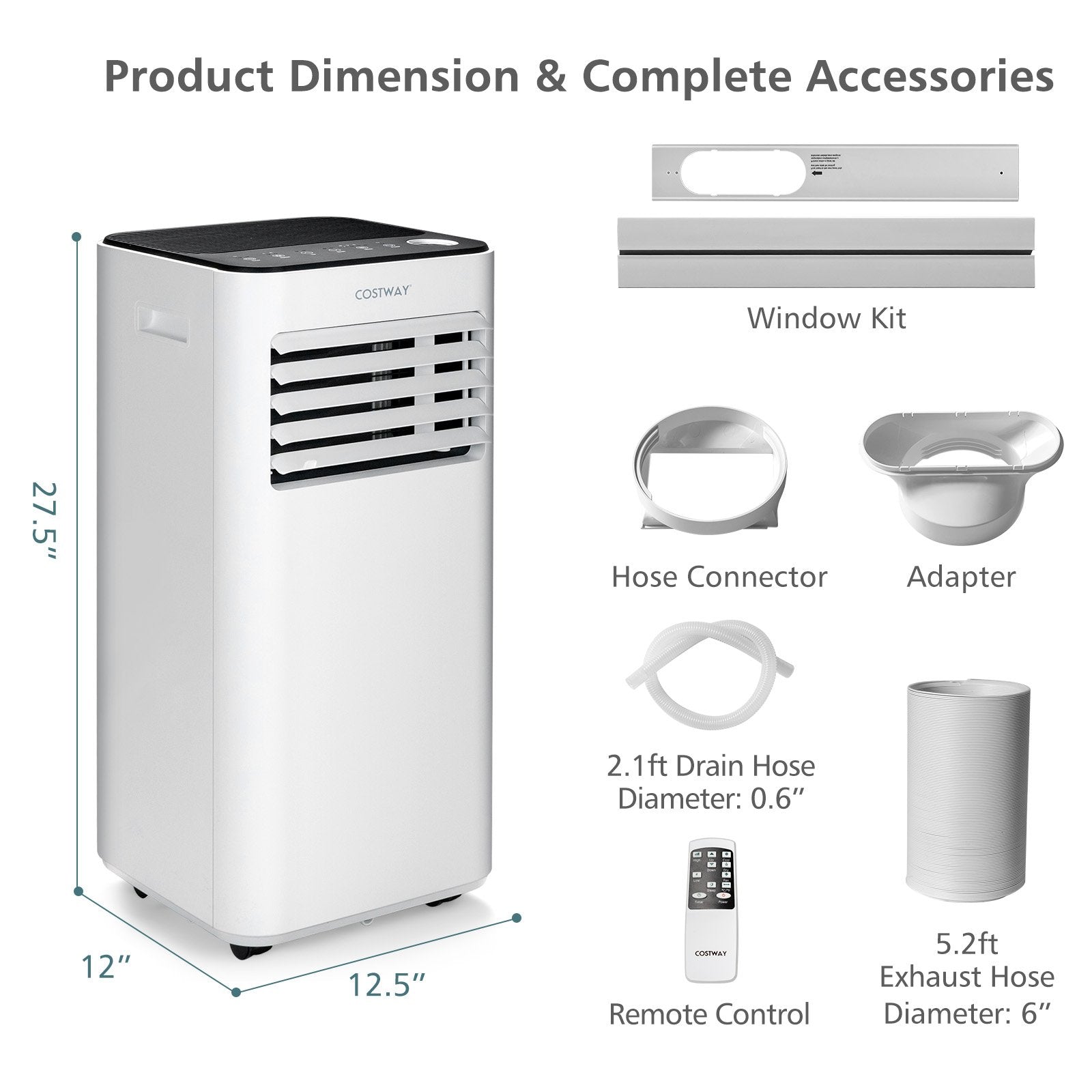 8000 BTU Portable Air Conditioner with Fan and Dehumidifier Mode, White Portable Air Conditioners   at Gallery Canada