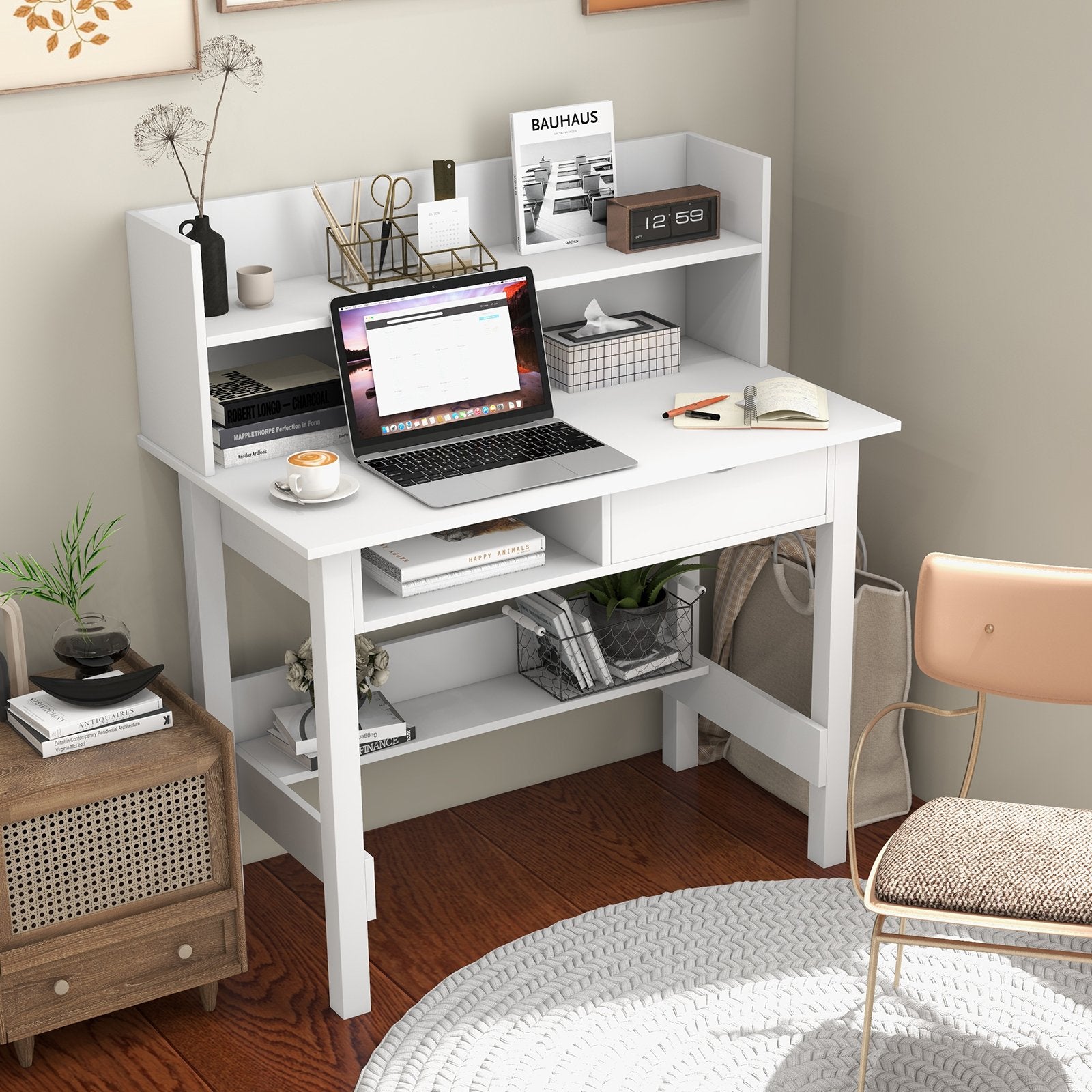 Home Office Computer Desk with Storage Shelves and Drawer Ideal for Working and Studying Computer Desks   at Gallery Canada