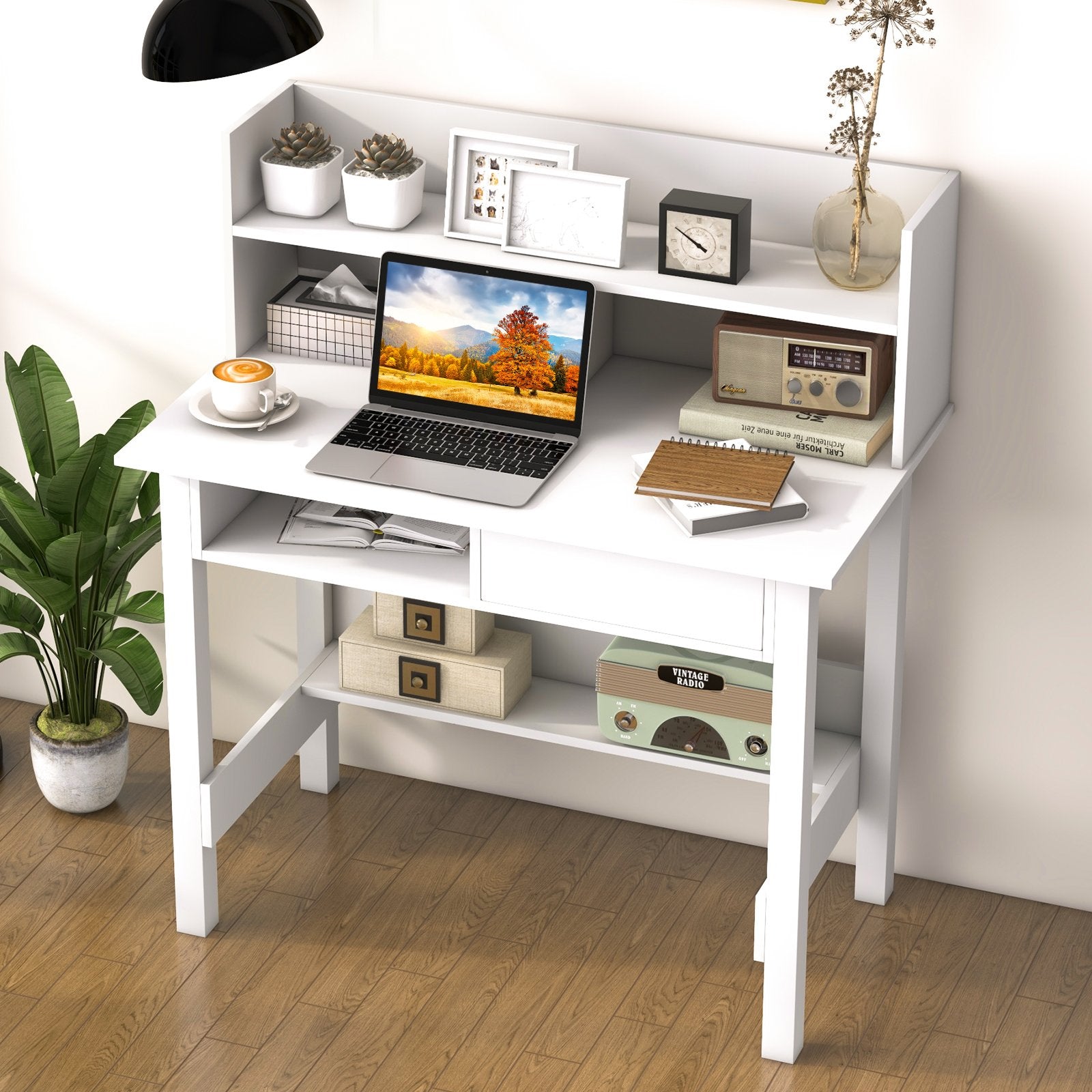 Home Office Computer Desk with Storage Shelves and Drawer Ideal for Working and Studying Computer Desks   at Gallery Canada