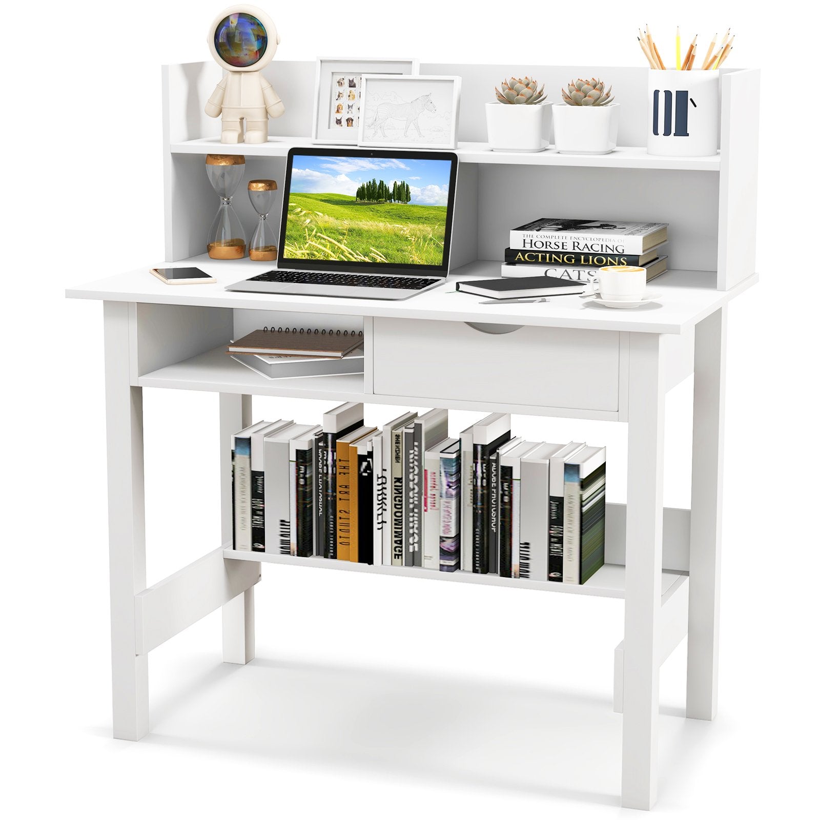 Home Office Computer Desk with Storage Shelves and Drawer Ideal for Working and Studying Computer Desks   at Gallery Canada