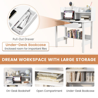 Home Office Computer Desk with Storage Shelves and Drawer Ideal for Working and Studying - Gallery Canada