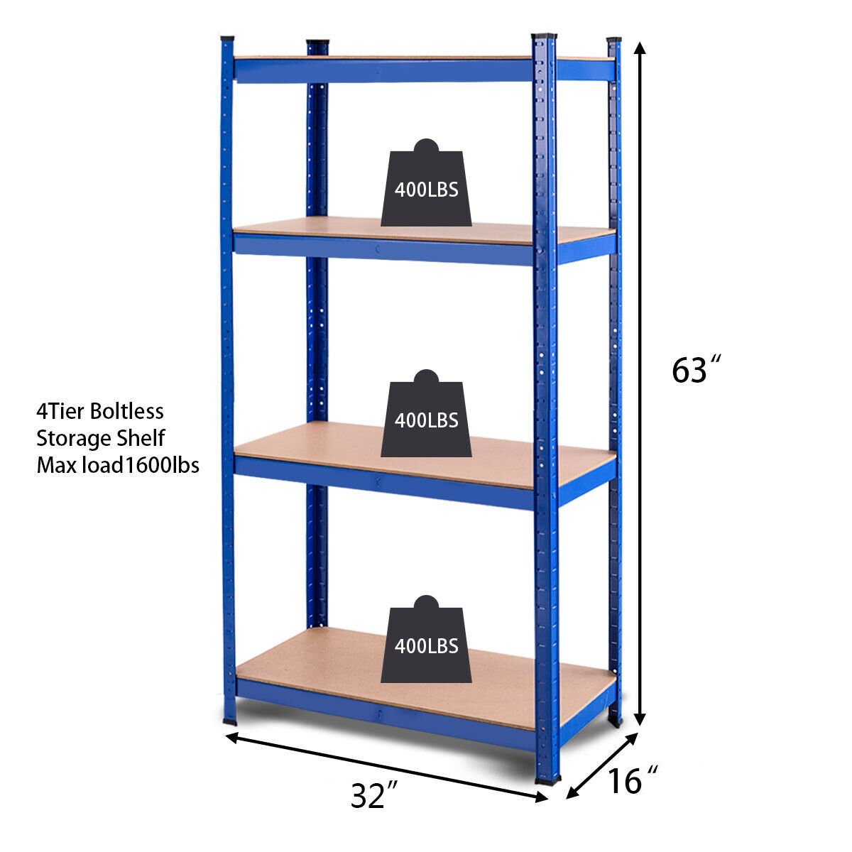 Adjustable Heavy Duty 4 Level Garage Tool Shelf Storage, Blue - Gallery Canada
