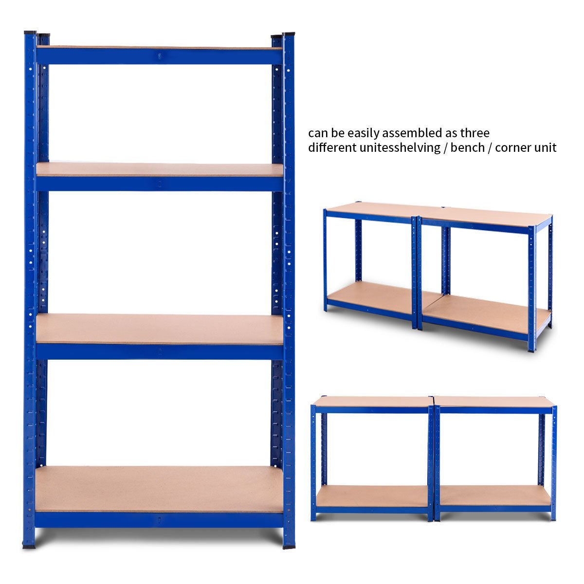 Adjustable Heavy Duty 4 Level Garage Tool Shelf Storage, Blue - Gallery Canada