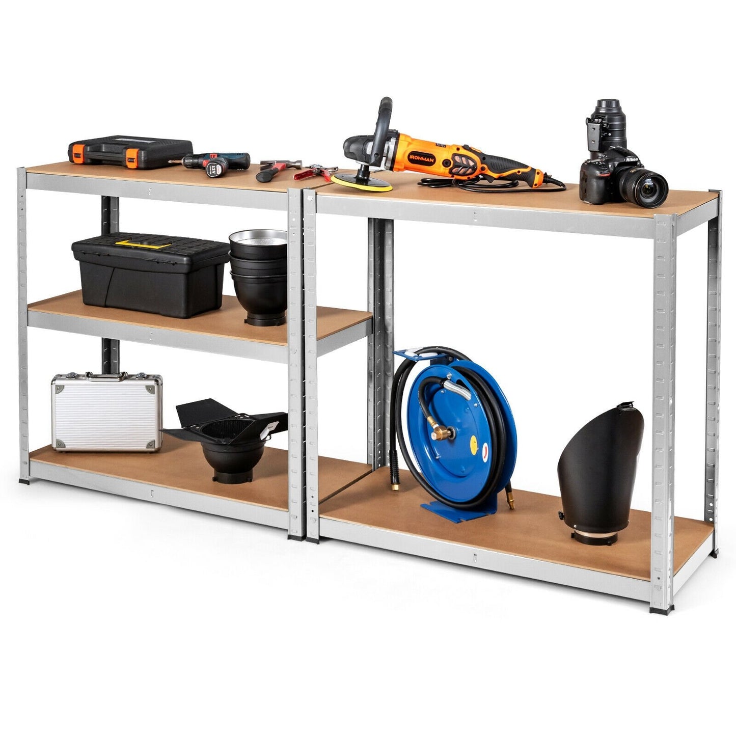 35.5 x 71 Inch Adjustable 5-Layer 2000 lbs Capacity Tool Shelf, Silver Garages   at Gallery Canada