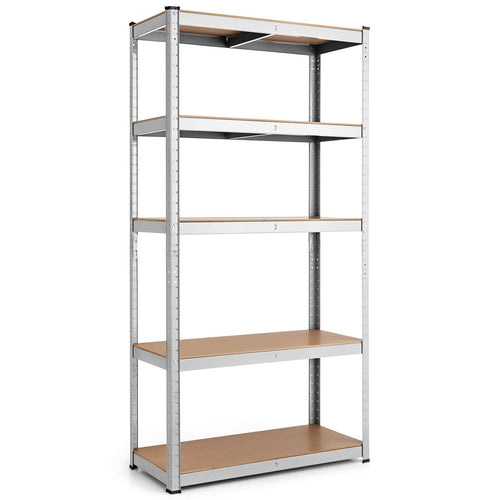 35.5 x 71 Inch Adjustable 5-Layer 2000 lbs Capacity Tool Shelf, Silver