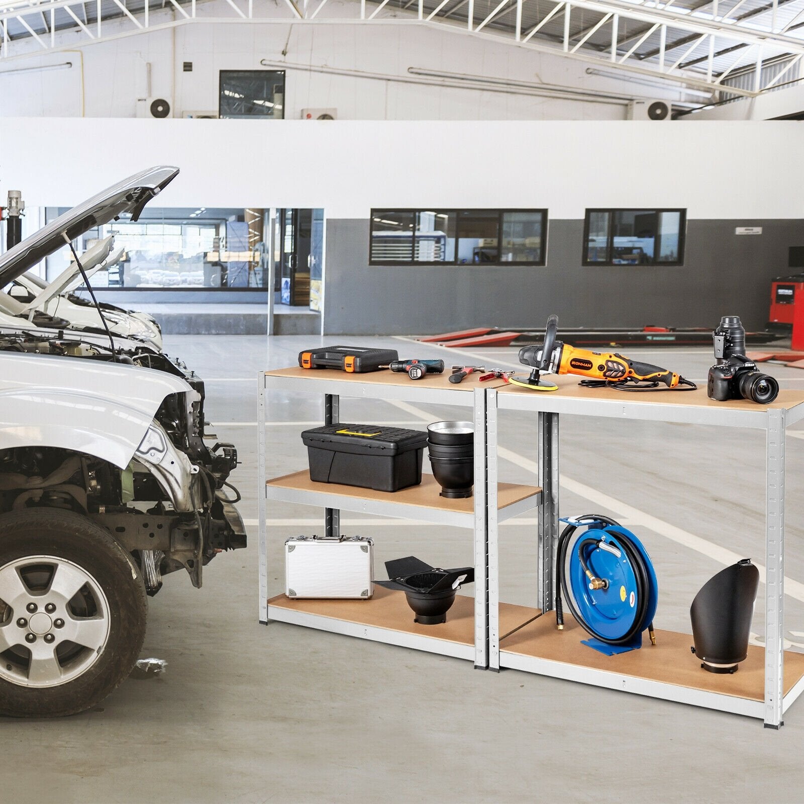 35.5 x 71 Inch Adjustable 5-Layer 2000 lbs Capacity Tool Shelf, Silver Garages   at Gallery Canada