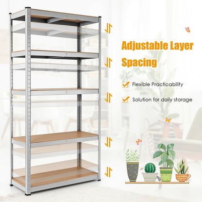 35.5 x 71 Inch Adjustable 5-Layer 2000 lbs Capacity Tool Shelf, Silver Garages   at Gallery Canada