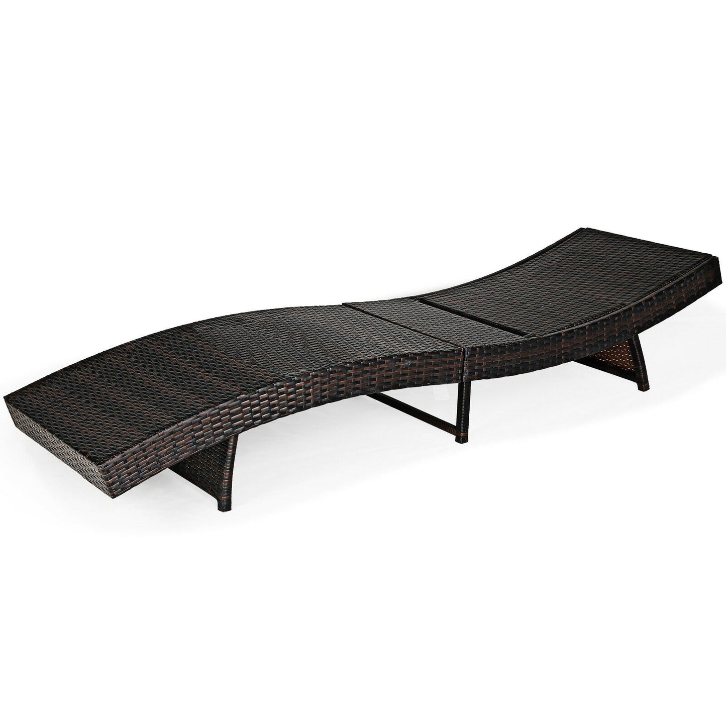 Patio Folding Adjustable Rattan Chaise Lounge Chair with Cushion, Turquoise Outdoor Chaise Lounges   at Gallery Canada