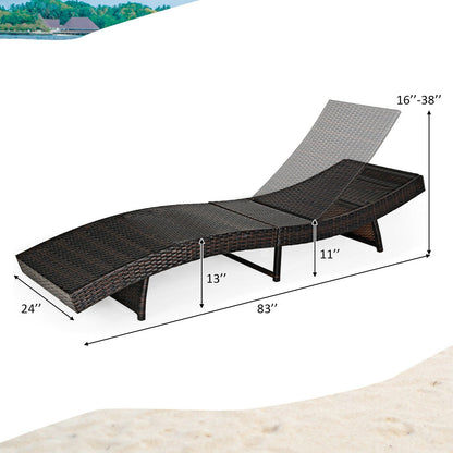 Patio Folding Adjustable Rattan Chaise Lounge Chair with Cushion, Turquoise Outdoor Chaise Lounges   at Gallery Canada