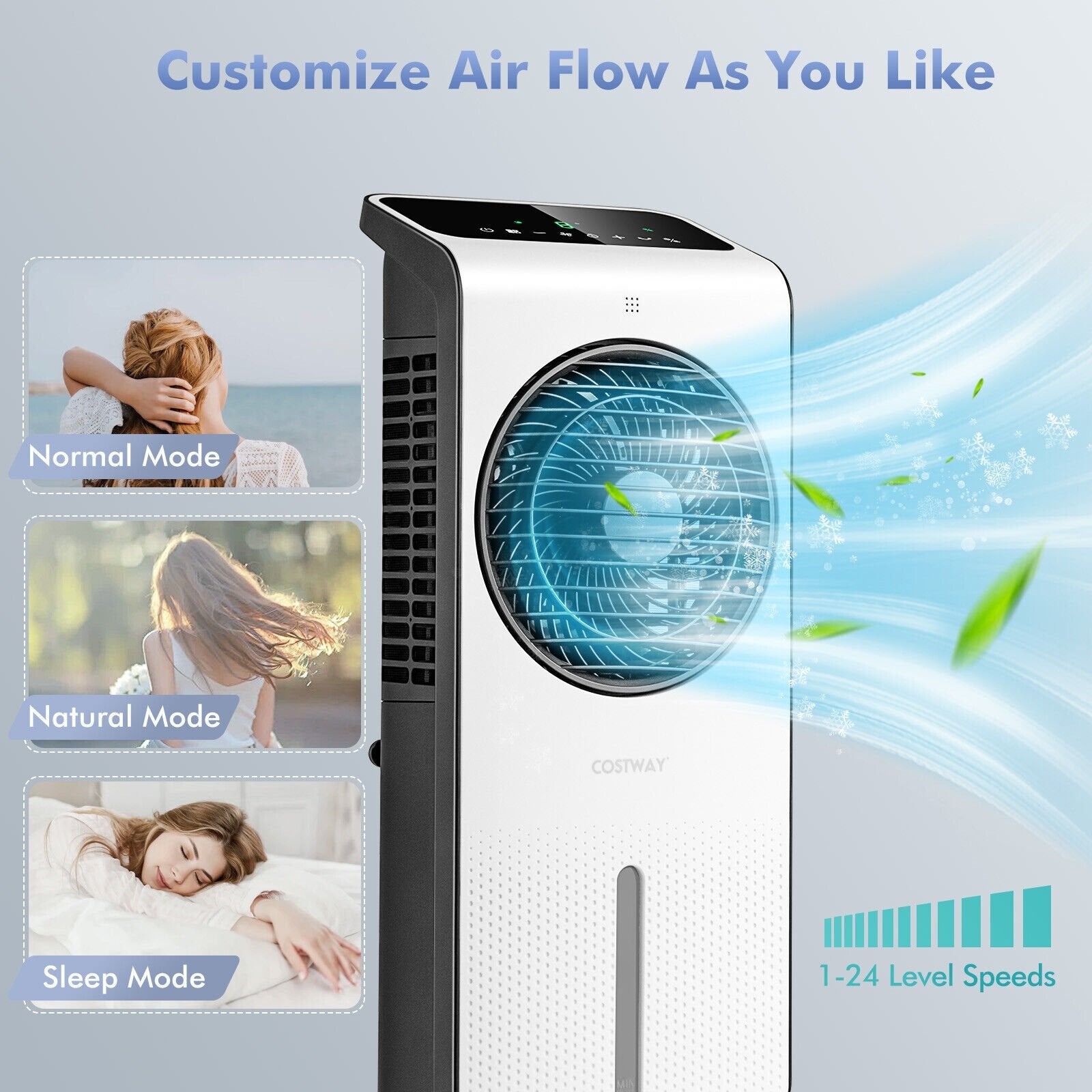 3-in-1 Evaporative Air Cooler with 12H Timer Remote, White Air Coolers   at Gallery Canada