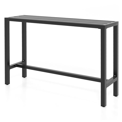 48/55 Inch Outdoor Bar Table with Waterproof Top and Heavy-duty Metal Frame-L, Black