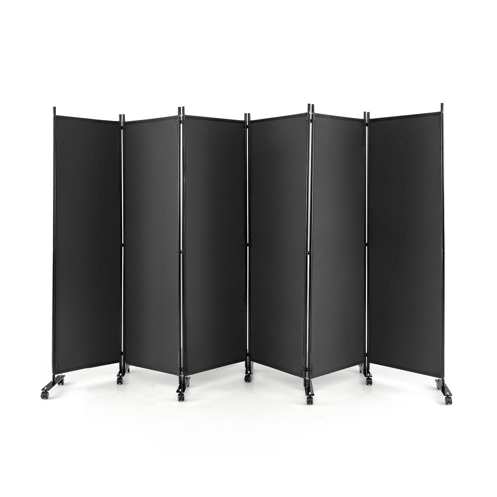 6 Panel 5.7 Feet Tall Rolling Room Divider on Wheels, Gray Room Dividers   at Gallery Canada