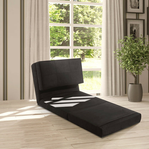 Convertible Lounger Folding Sofa Sleeper Bed, Black