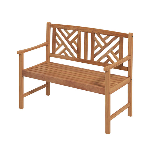 2-Person Wood Outdoor Bench with Cozy Armrest and Backrest, Brown - Gallery Canada