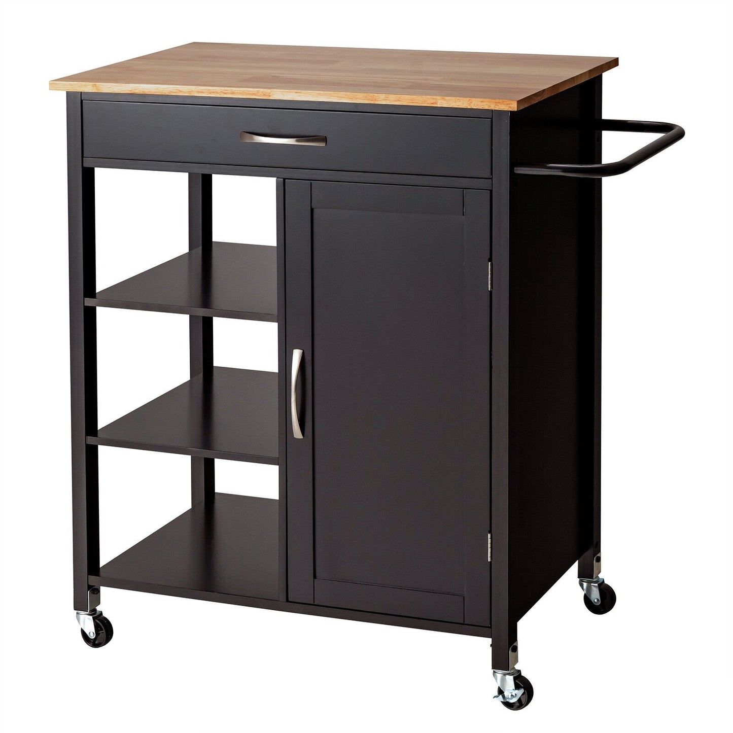 Mobile Kitchen Island Cart with Rubber Wood Top, Brown Kitchen Islands & Carts   at Gallery Canada