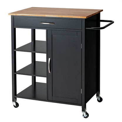 Mobile Kitchen Island Cart with Rubber Wood Top, Black - Gallery Canada