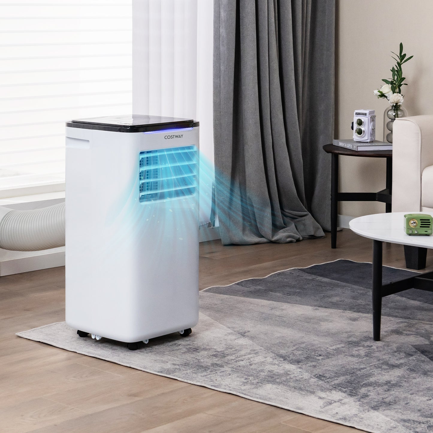 8000/10000 BTU 3-in-1 Portable Air Conditioner with Fan and Dehumidifier Mode-10000 BTU, Black & White Portable Air Conditioners   at Gallery Canada