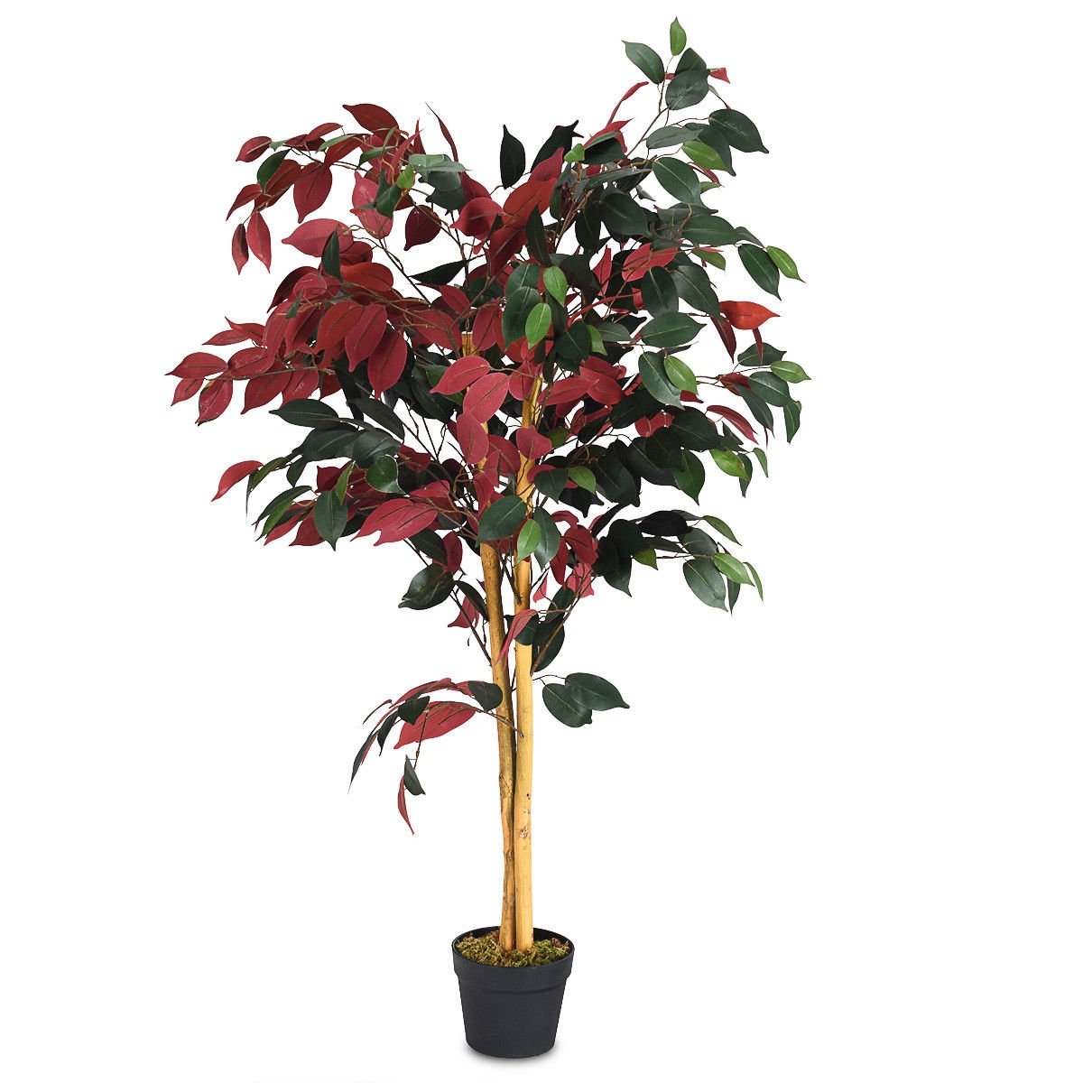 4 Feet Tall Artificial Ficus Tree with Nursery Pot, Red Faux Plants   at Gallery Canada