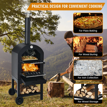 Portable Outdoor Pizza Oven with Pizza Stone and Waterproof Cover, Black Outdoor Grills   at Gallery Canada