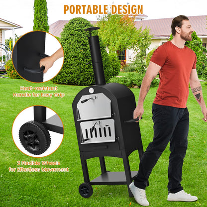 Portable Outdoor Pizza Oven with Pizza Stone and Waterproof Cover, Black Outdoor Grills   at Gallery Canada