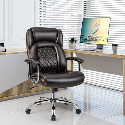 Height Adjustable Executive Chair Computer Desk Chair with Metal Base, Brown Big and Tall Chairs   at Gallery Canada