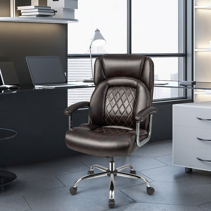 Height Adjustable Executive Chair Computer Desk Chair with Metal Base, Brown Big and Tall Chairs   at Gallery Canada