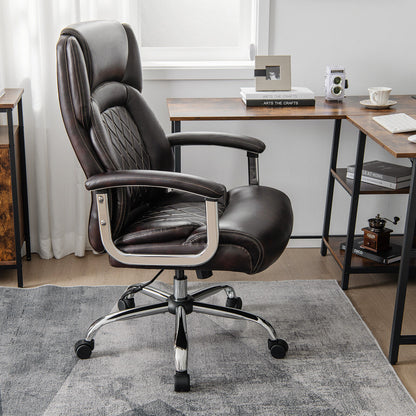 Height Adjustable Executive Chair Computer Desk Chair with Metal Base, Brown Big and Tall Chairs   at Gallery Canada