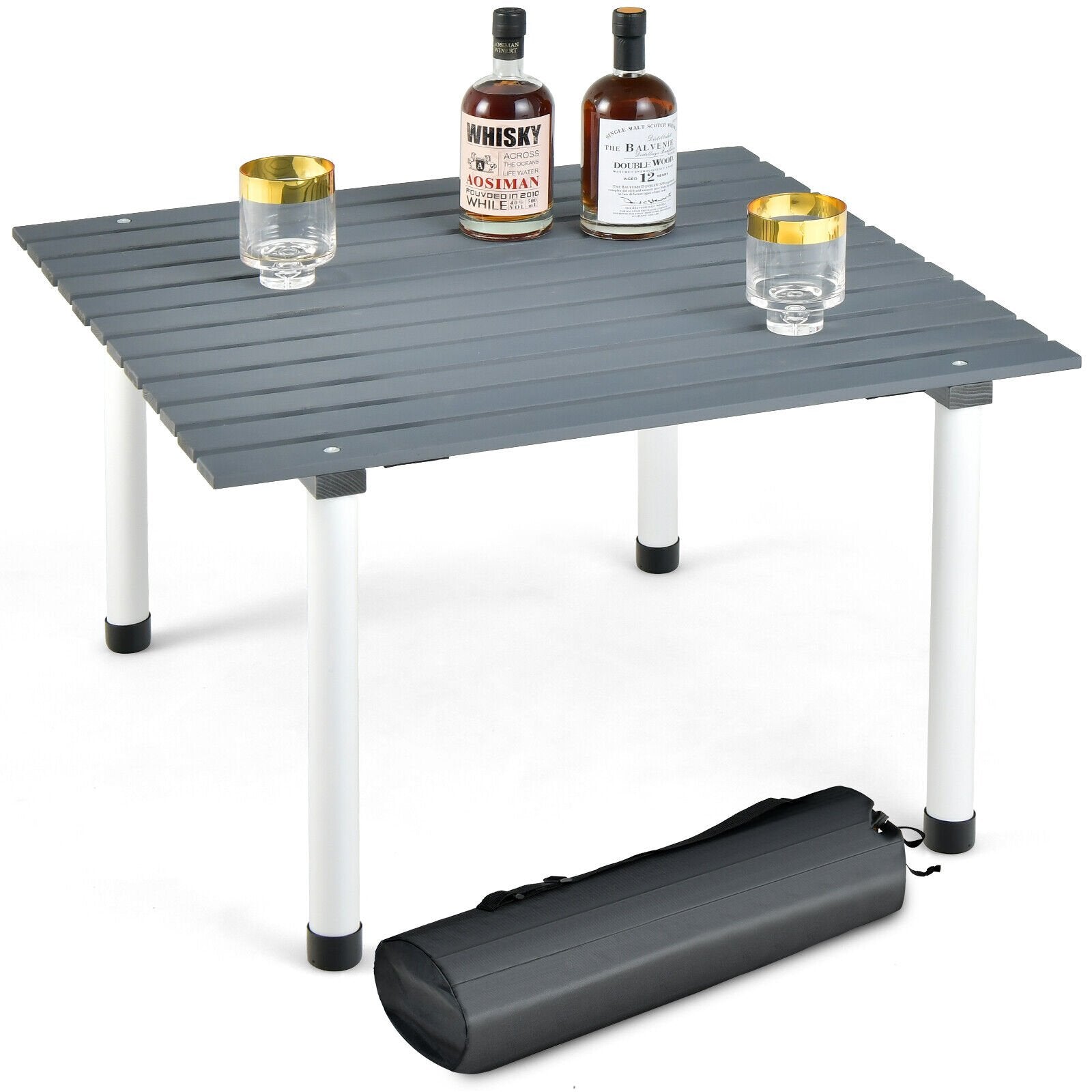 Folding Outdoor Camping Table with Carrying Bag for Picnics and Party, Gray - Gallery Canada