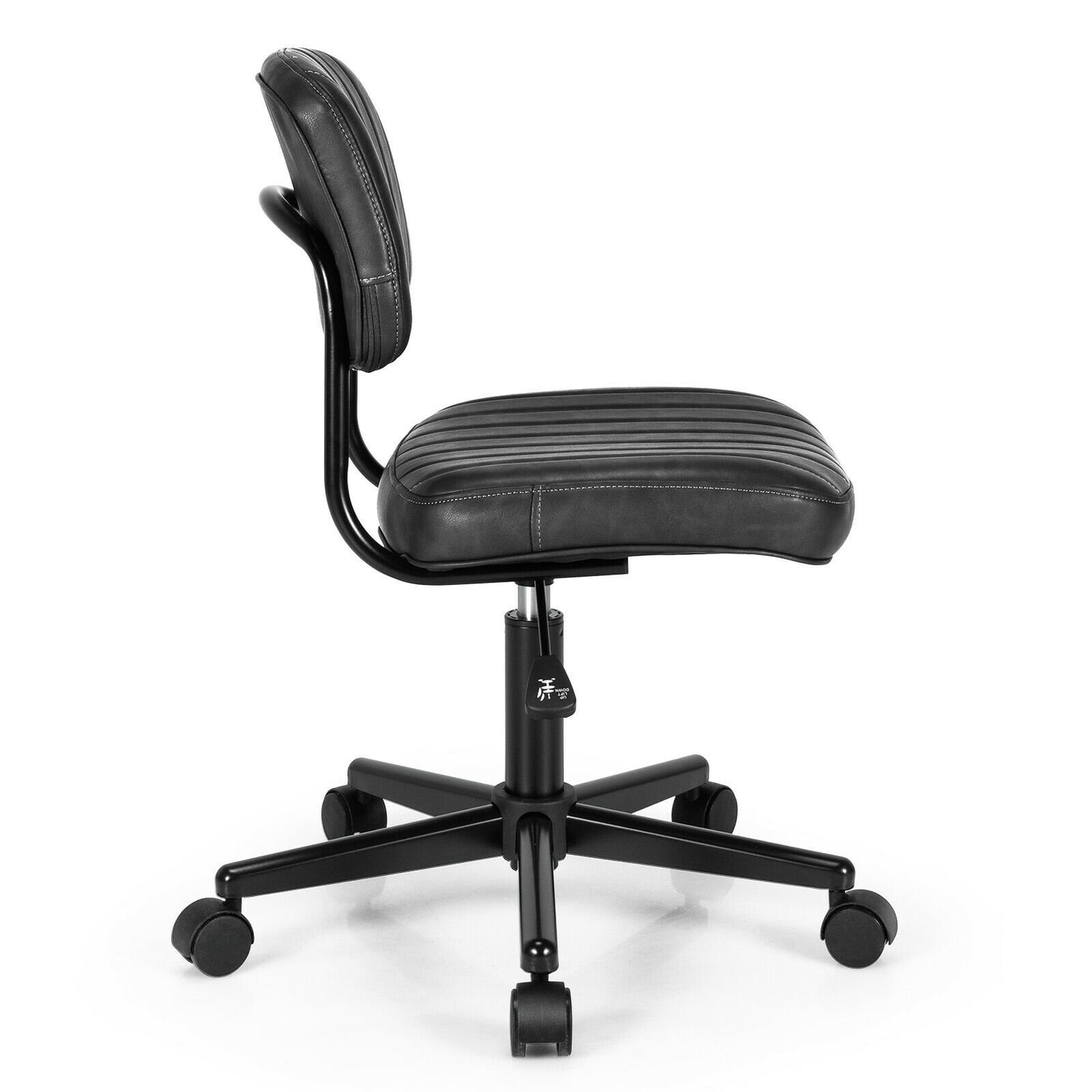 PU Leather Adjustable Office Chair  Swivel Task Chair with Backrest, Black Armless Chairs   at Gallery Canada