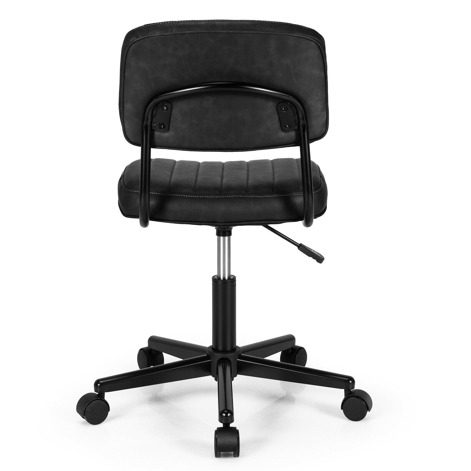 PU Leather Adjustable Office Chair  Swivel Task Chair with Backrest, Black Armless Chairs   at Gallery Canada