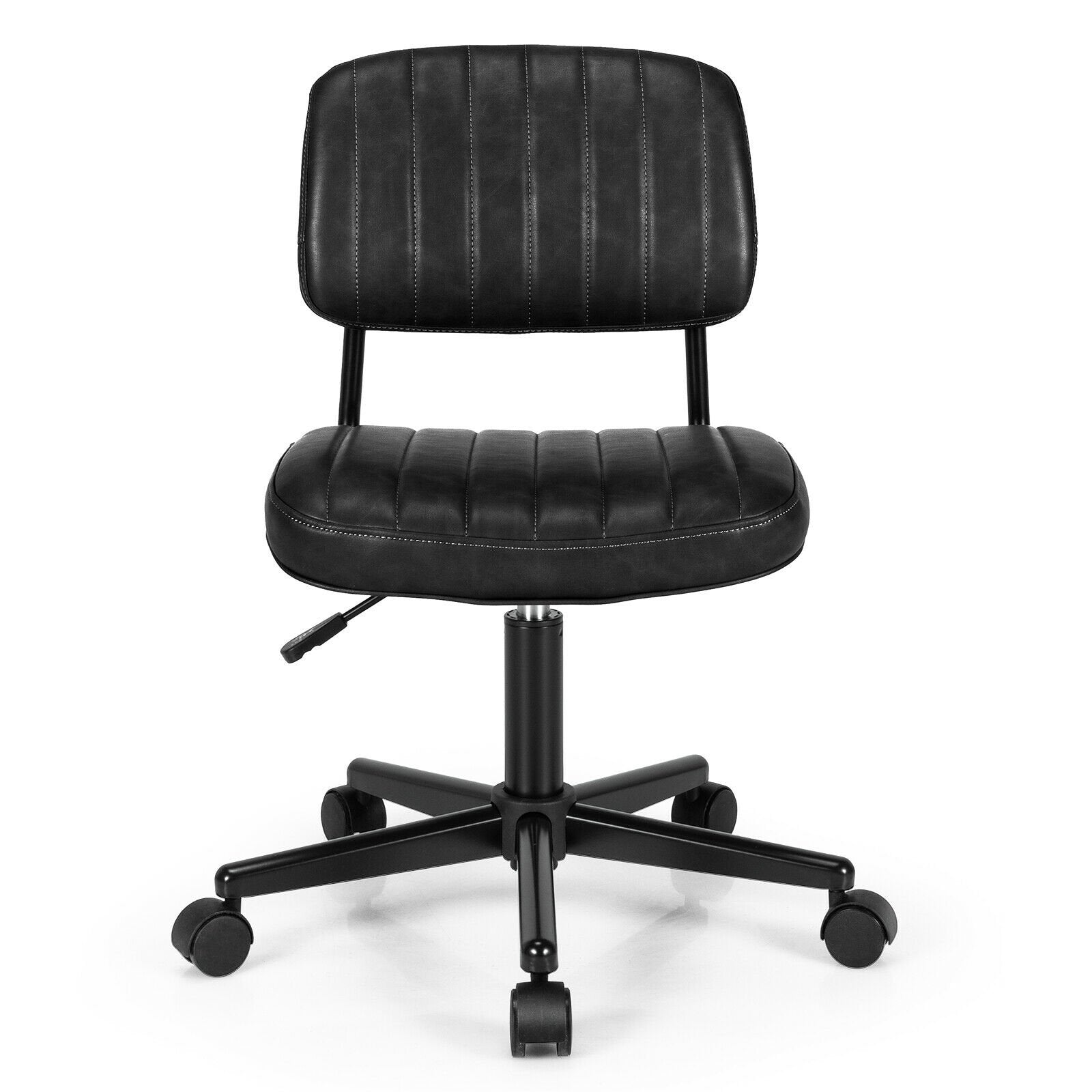 PU Leather Adjustable Office Chair  Swivel Task Chair with Backrest, Black Armless Chairs   at Gallery Canada