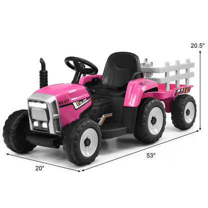 12V Ride on Tractor with 3-Gear-Shift Ground Loader for Kids 3+ Years Old, Pink Powered Ride On Toys   at Gallery Canada