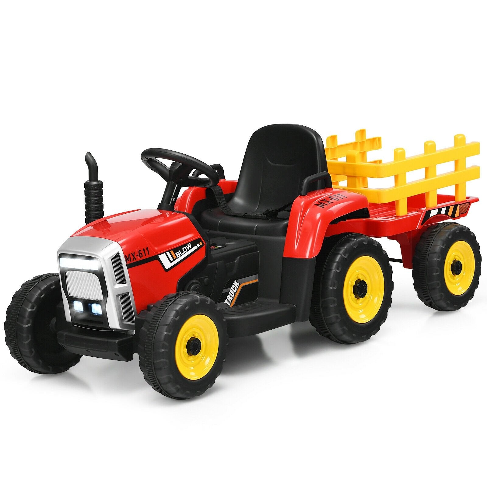 12V Ride on Tractor with 3-Gear-Shift Ground Loader for Kids 3+ Years Old, Red Powered Ride On Toys   at Gallery Canada