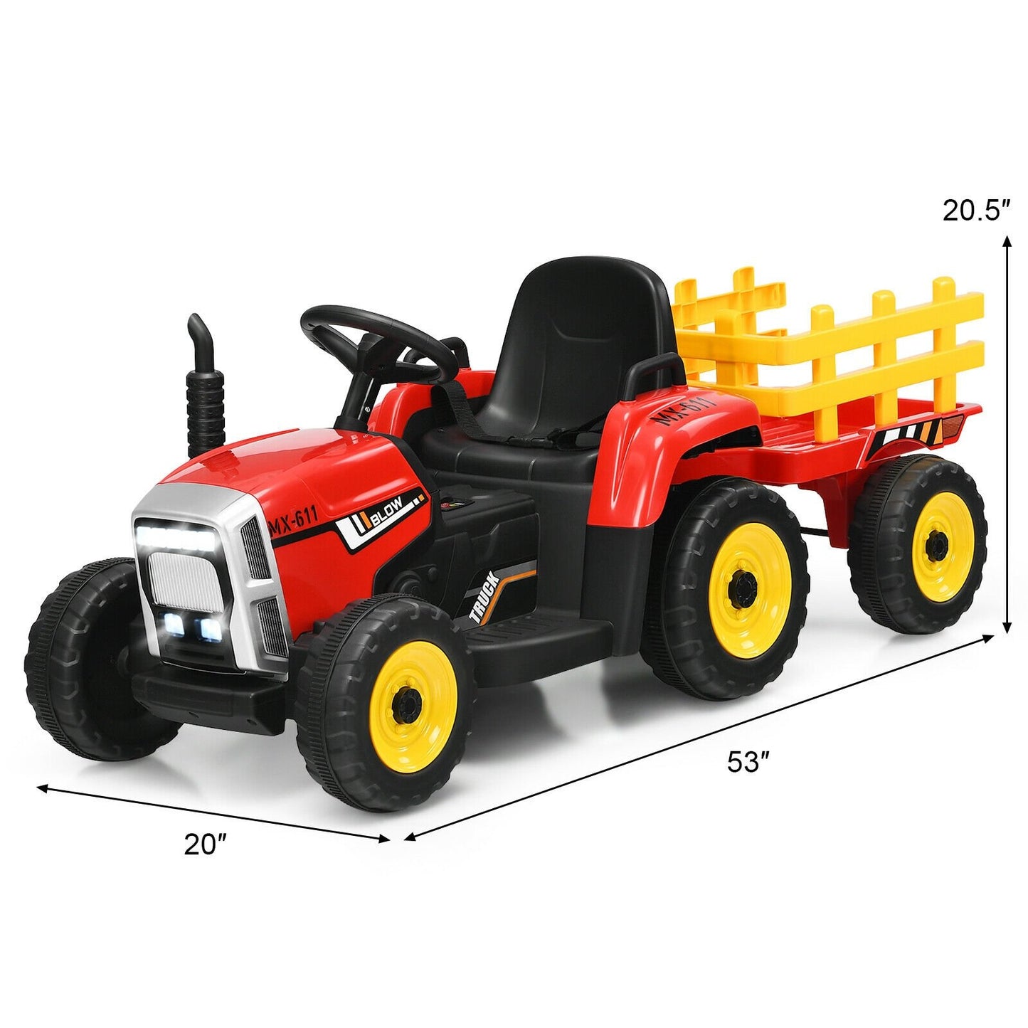 12V Ride on Tractor with 3-Gear-Shift Ground Loader for Kids 3+ Years Old, Red Powered Ride On Toys   at Gallery Canada