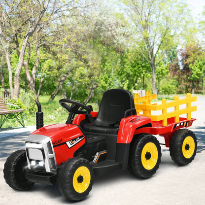 12V Ride on Tractor with 3-Gear-Shift Ground Loader for Kids 3+ Years Old, Red - Gallery Canada