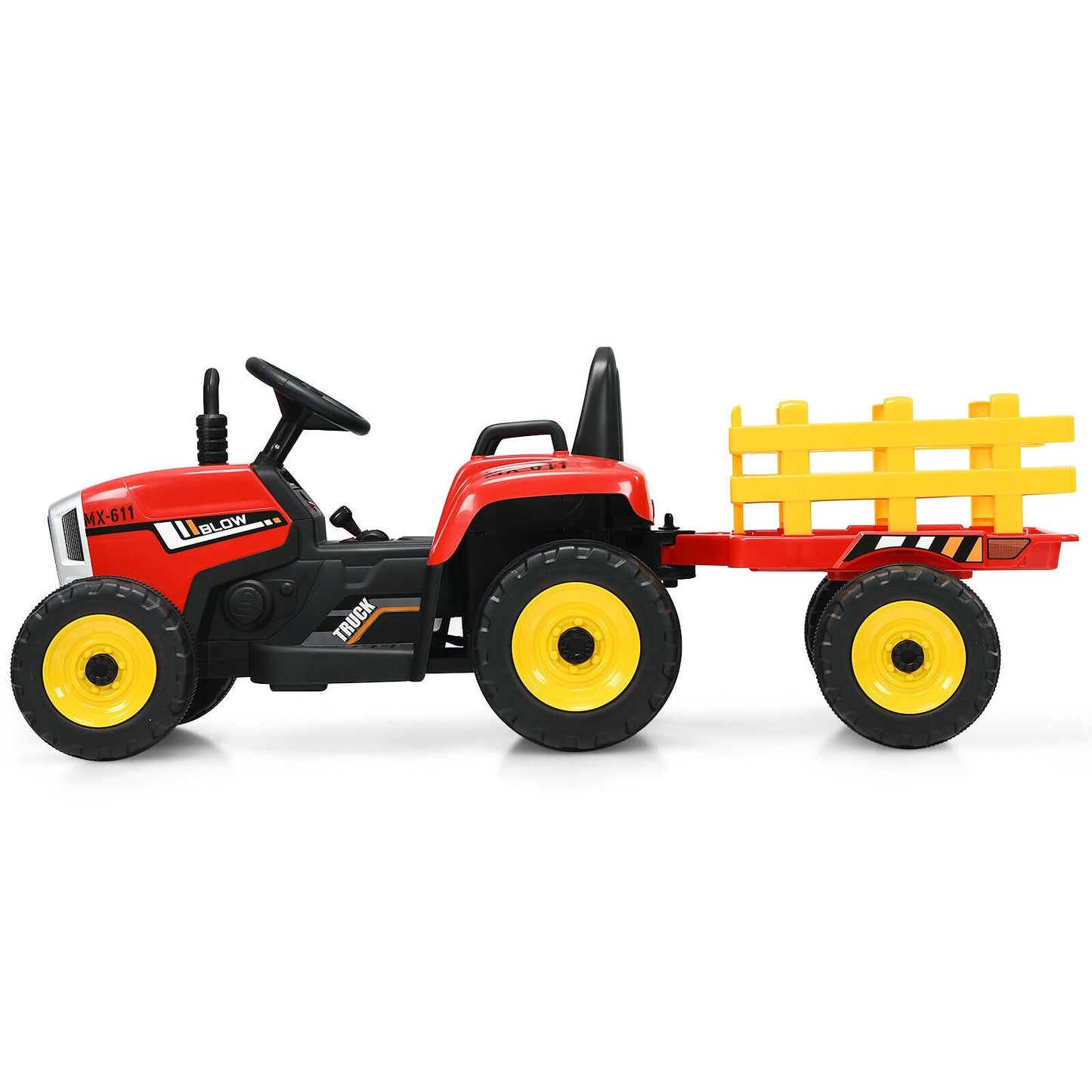 12V Ride on Tractor with 3-Gear-Shift Ground Loader for Kids 3+ Years Old, Red - Gallery Canada