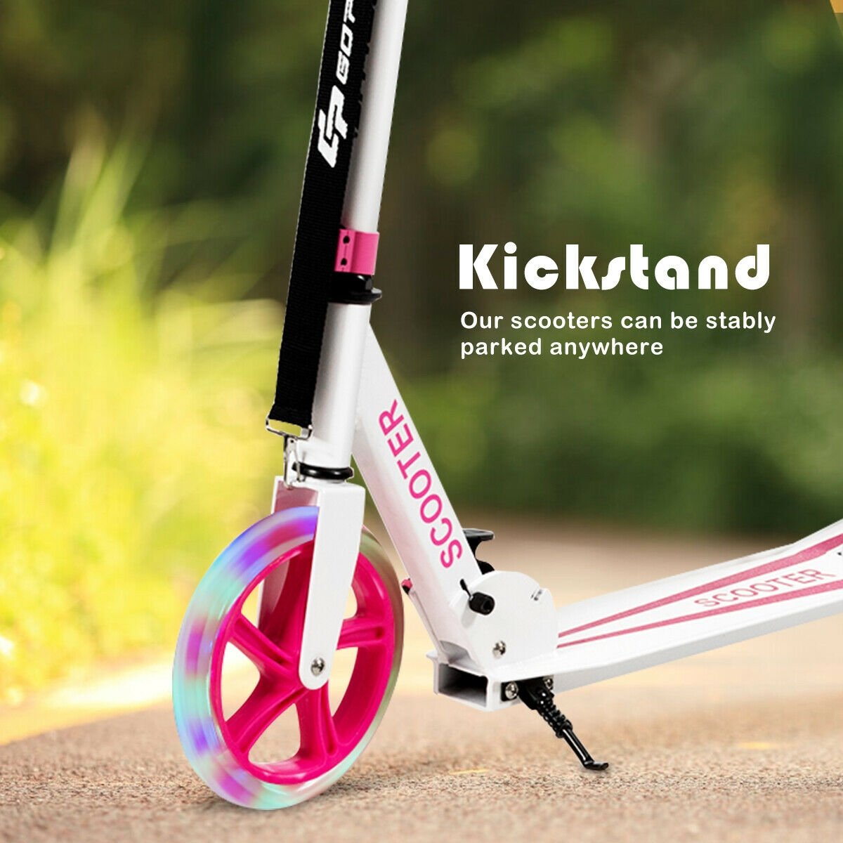 Portable Folding Sports Kick Scooter with LED Wheels, Pink Scooters   at Gallery Canada