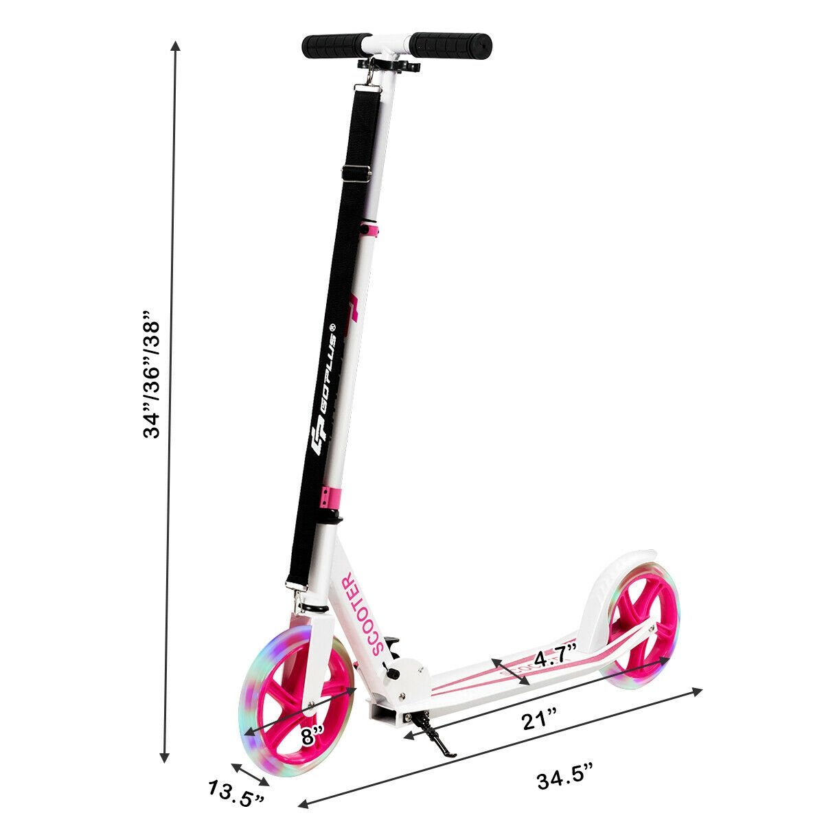 Portable Folding Sports Kick Scooter with LED Wheels, Pink Scooters   at Gallery Canada