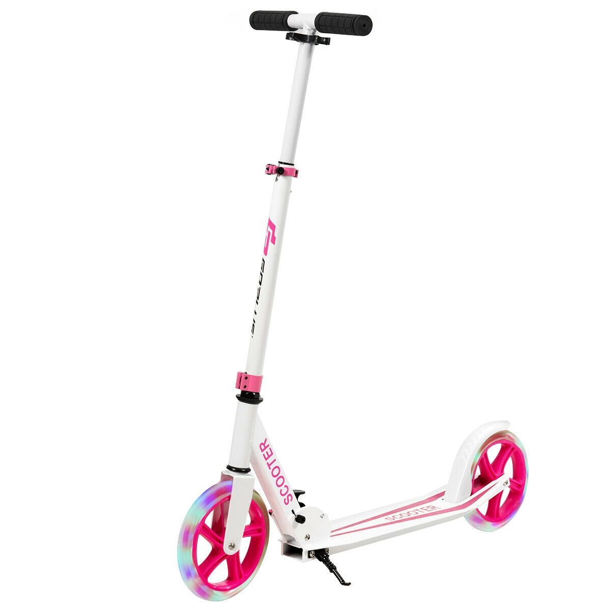 Portable Folding Sports Kick Scooter with LED Wheels, Pink Scooters   at Gallery Canada