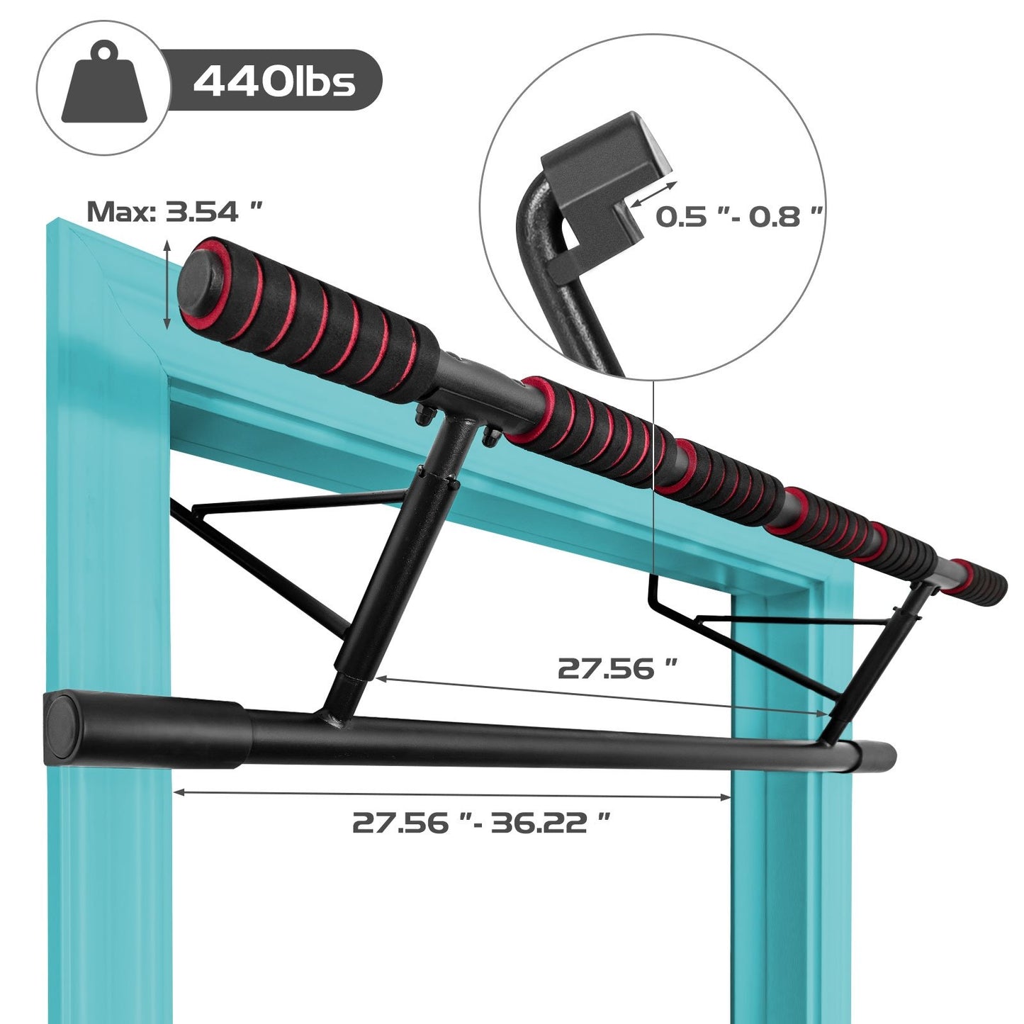 Foldable Pull Up Bar Doorway Chin Up Bar with Foam Grip for Home Gym - Gallery Canada