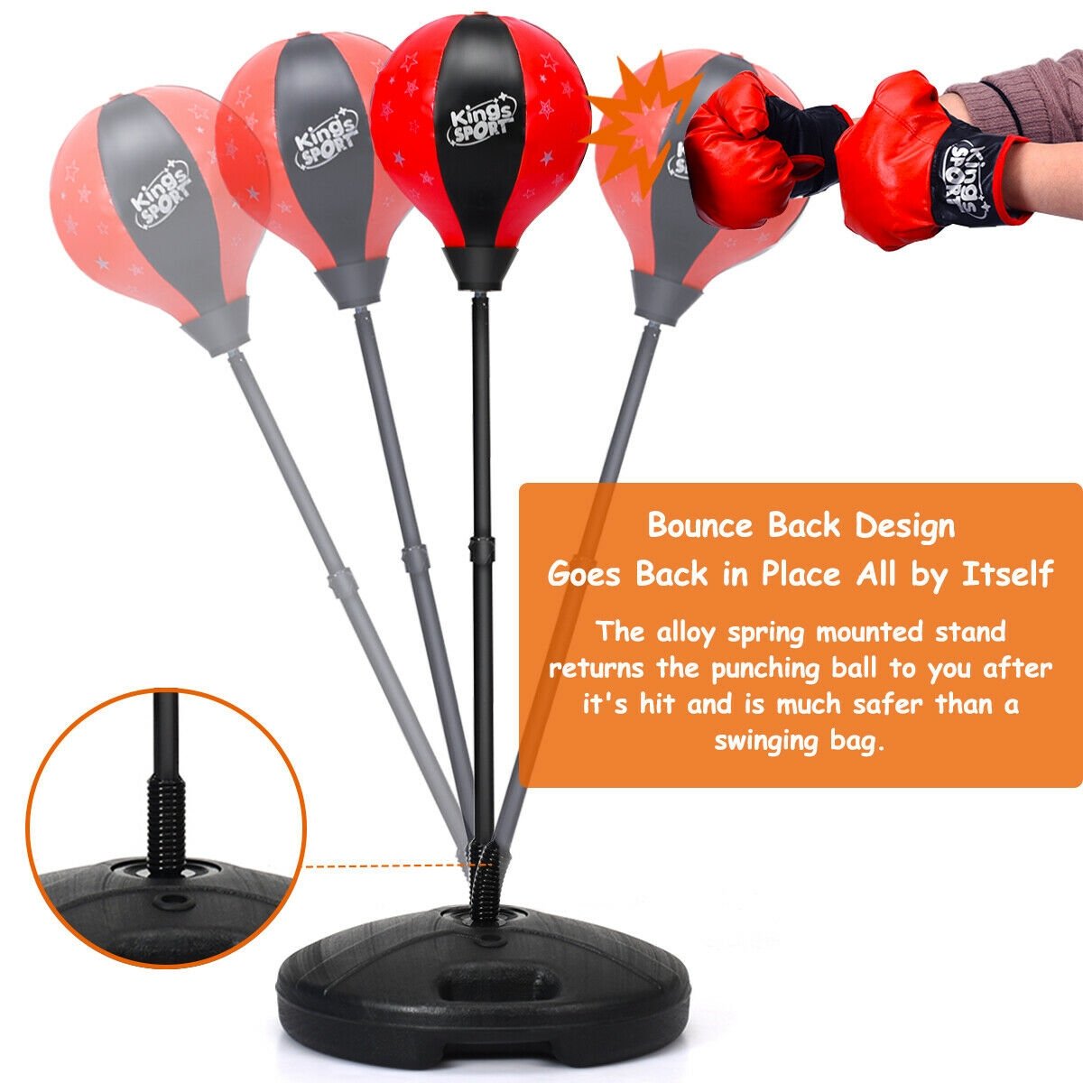 Kids Adjustable Stand Punching Bag Toy Set with Boxing Glove Boxing & Martial Arts   at Gallery Canada