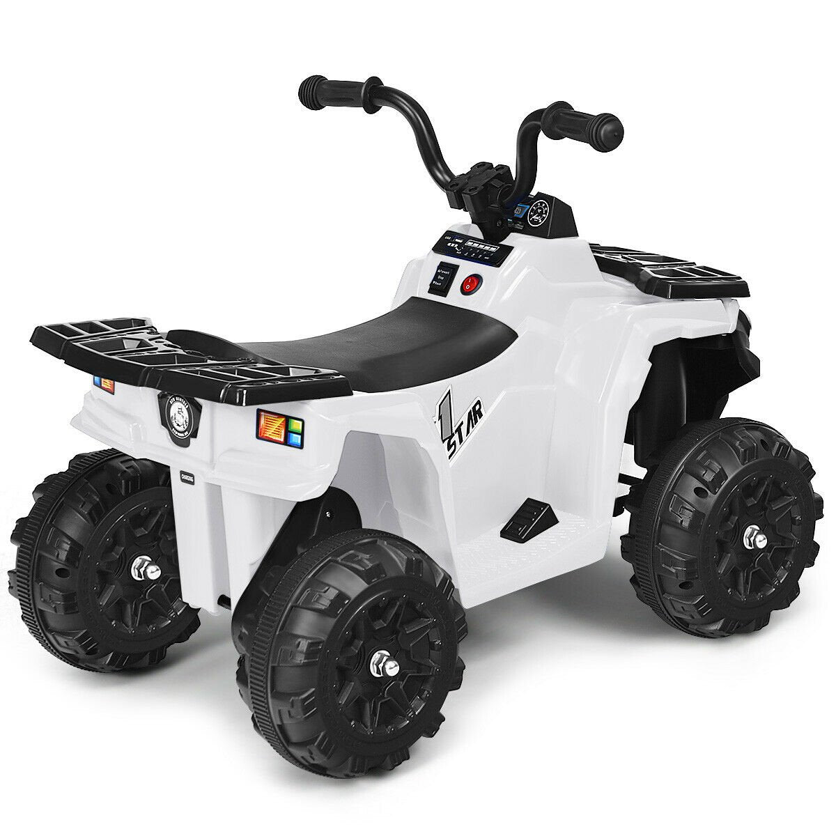 6V Battery Powered Kids Electric Ride on ATV, White Powered Ride On Toys   at Gallery Canada