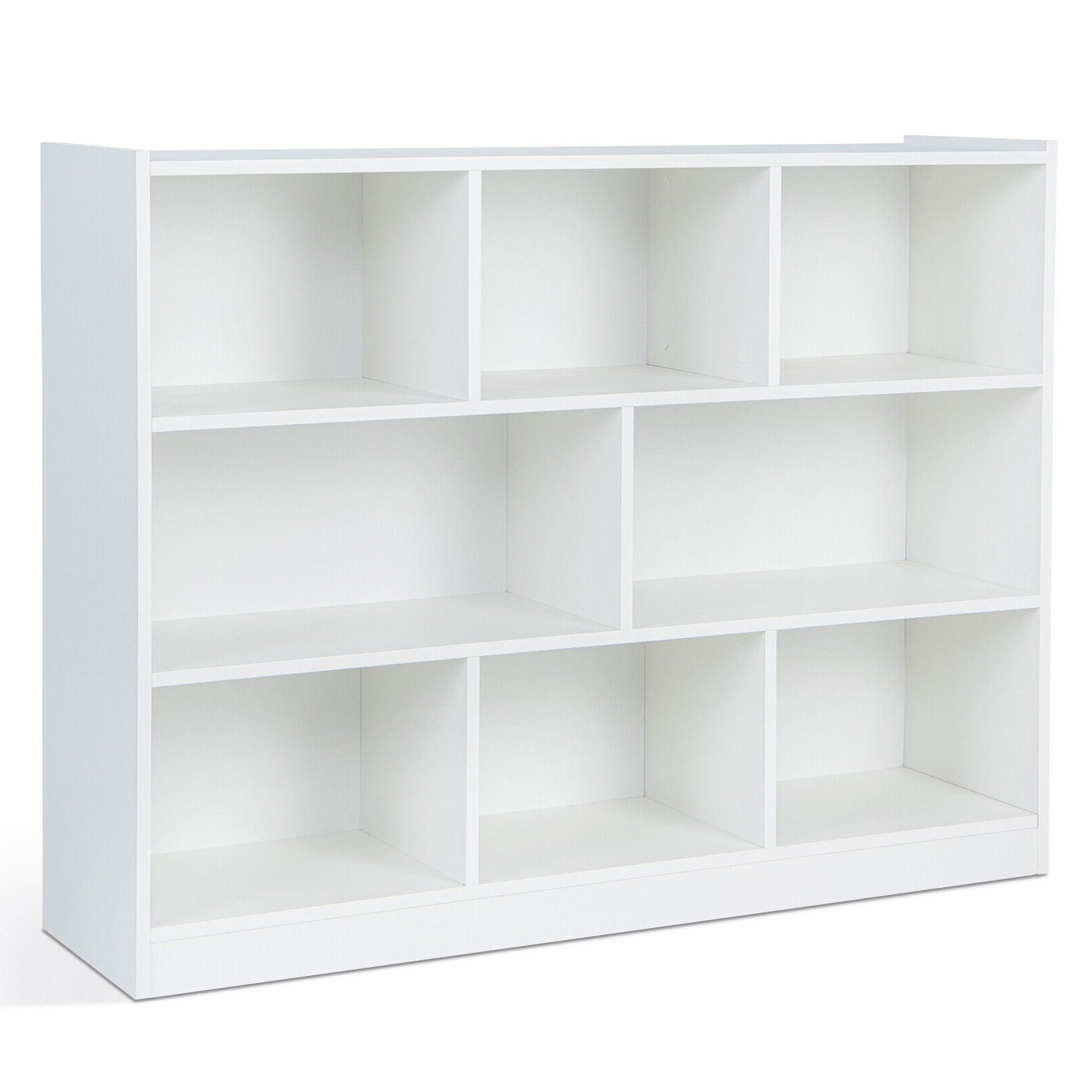 3-Tier Open Bookcase 8-Cube Floor Standing Storage Shelves Display Cabinet, White Bookcases   at Gallery Canada