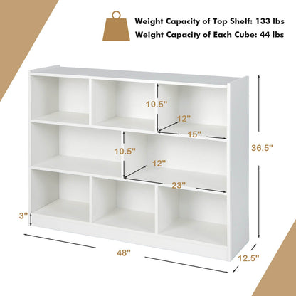 3-Tier Open Bookcase 8-Cube Floor Standing Storage Shelves Display Cabinet, White Bookcases   at Gallery Canada