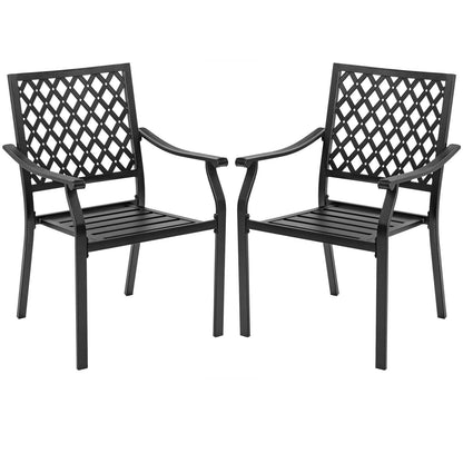 3 Pieces Patio Dining Set Stackable Chairs Armrest Table with Umbrella Hole Patio Dining Sets   at Gallery Canada